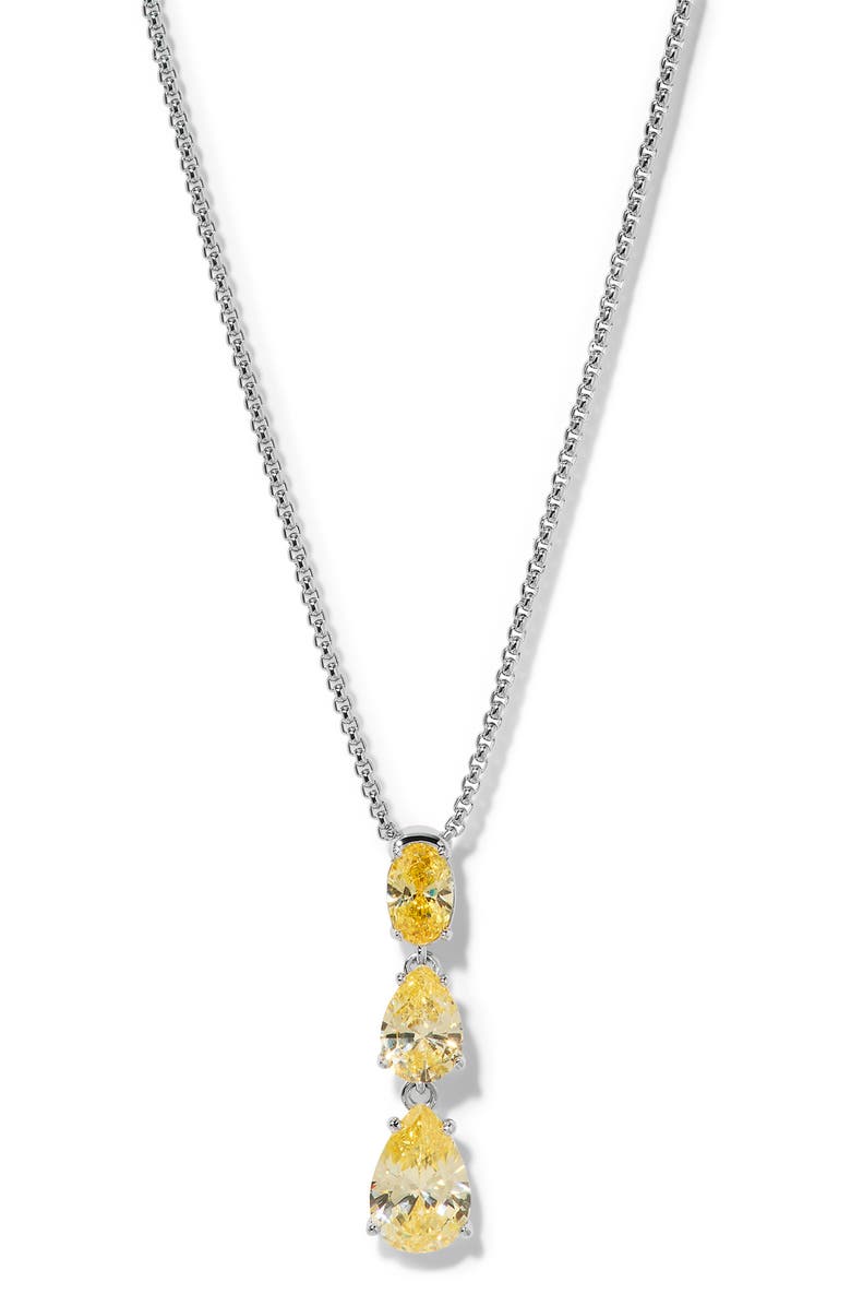 Nadri Crystal Pendant Y-Necklace, Main, color, Yellow/ Rhodium