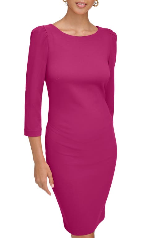 Calvin Klein Scuba Crepe Three-quarter Sleeve Sheath Dress In Pink