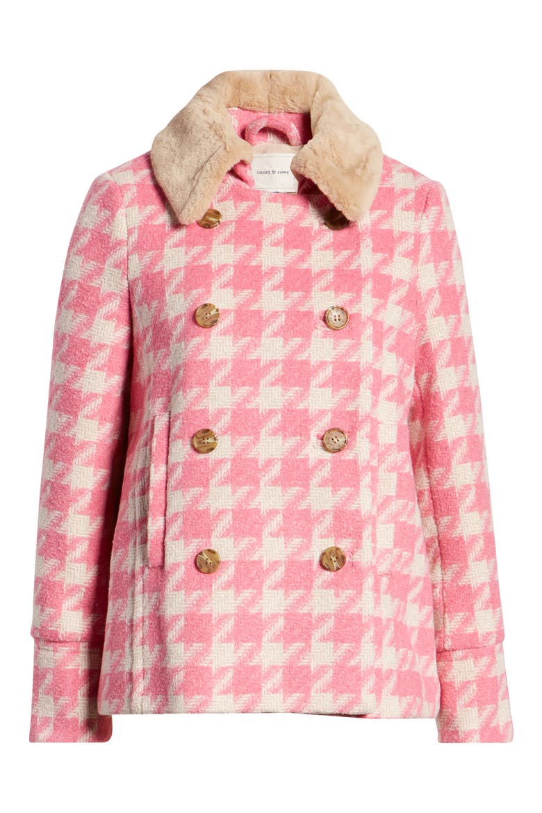 Houndstooth Peacoat, Alternate, color, CHALET PINK