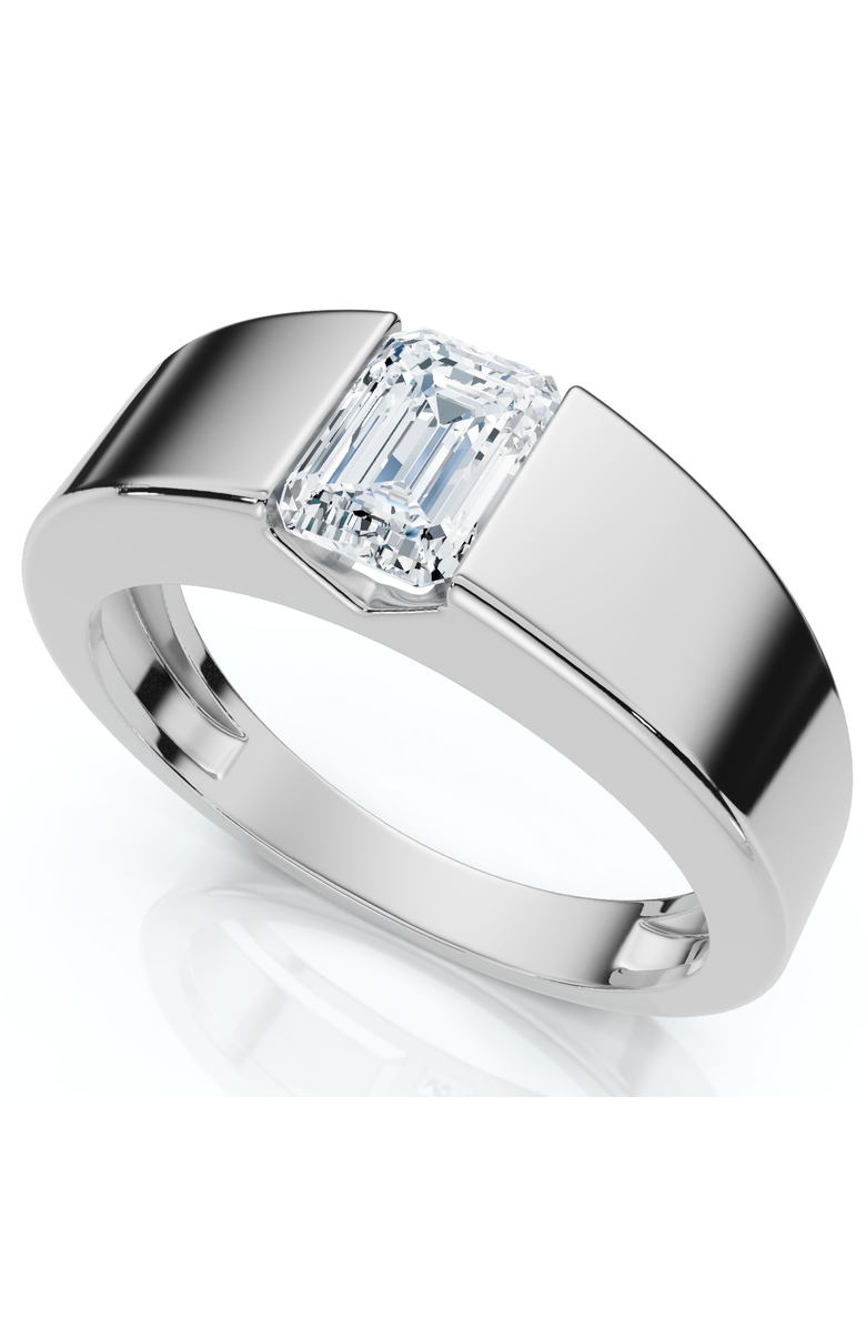 Bliss Diamond Men's 1Ct Emerald Cut Diamond Wedding Anniversary Ring 14k Gold or Platinum, Alternate, color, 14K White Gold