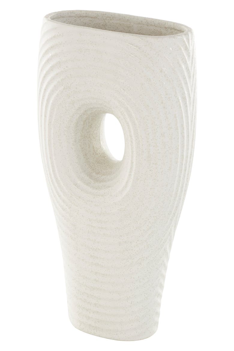 Textured Ceramic Vase, Alternate, color, WHITE