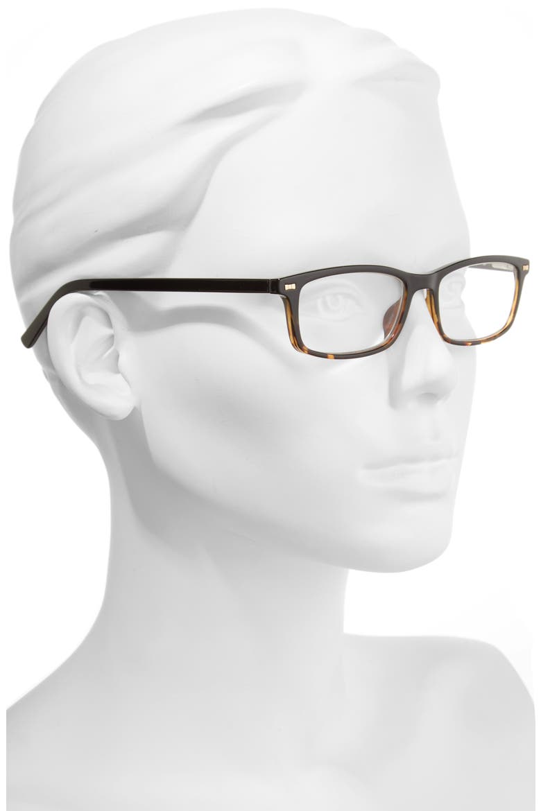 jodie 50mm rectangular reading glasses, Alternate, color, BLACK HAVANA