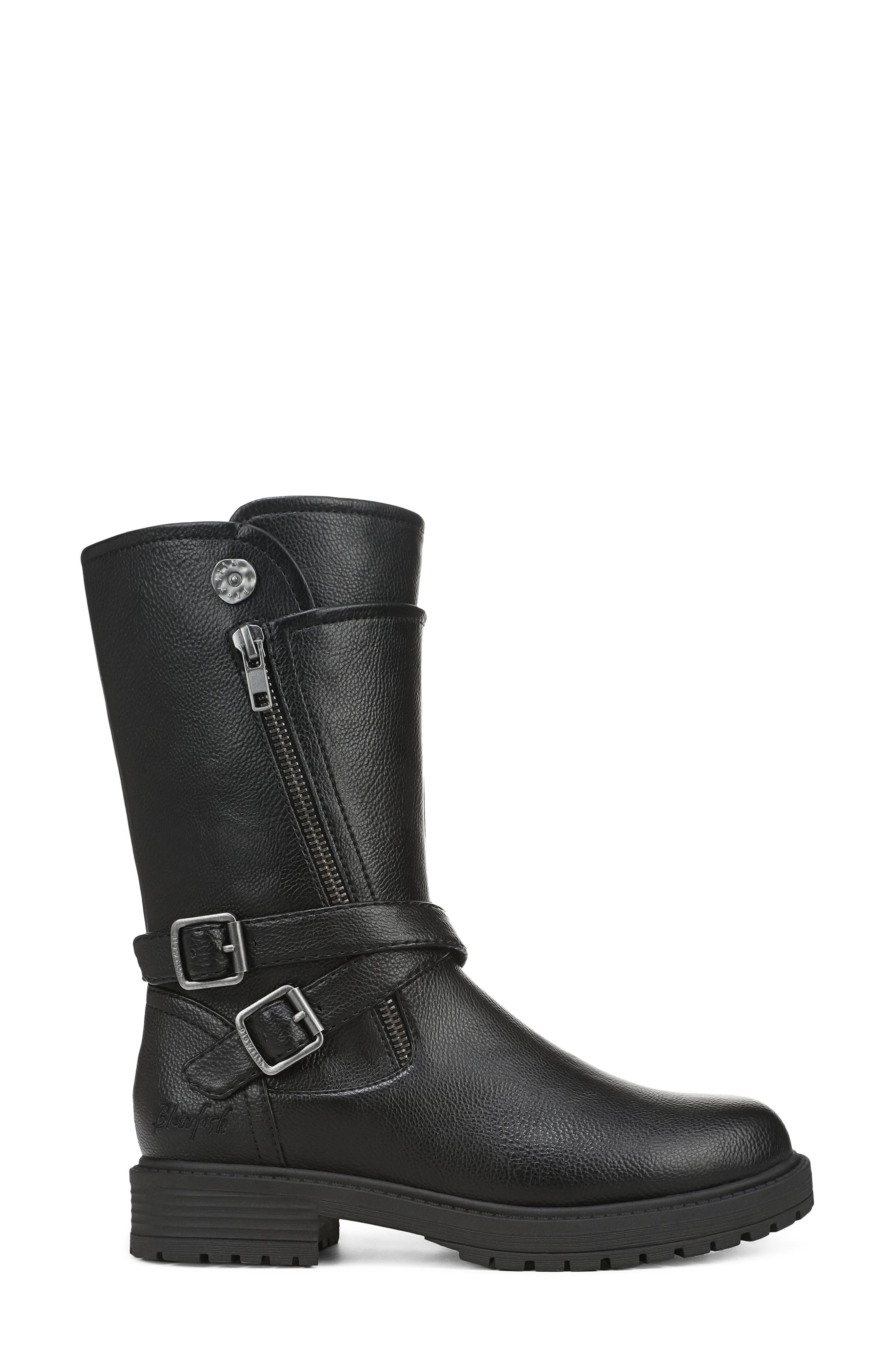 Alberta Faux Leather Moto Boot, Alternate, color, BLACK FAUX LEATHER