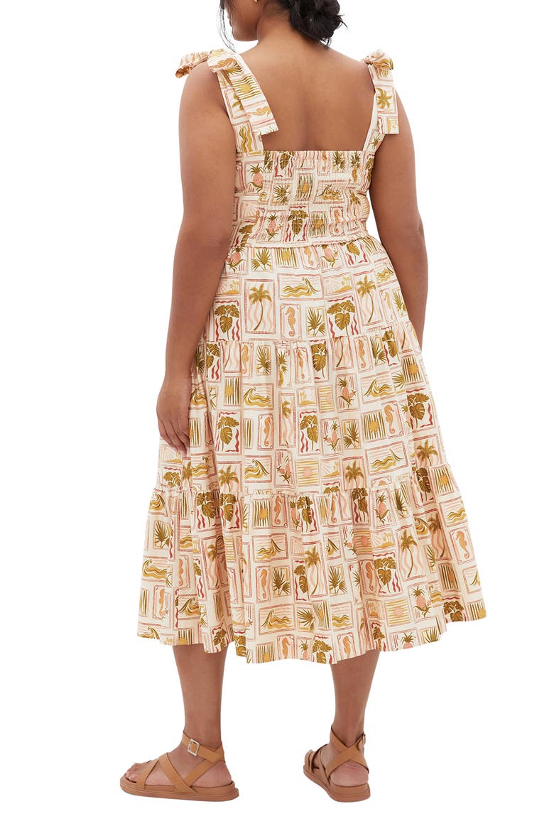 Leila Print Tie Strap Dress, Alternate, color, COOL TROPICS
