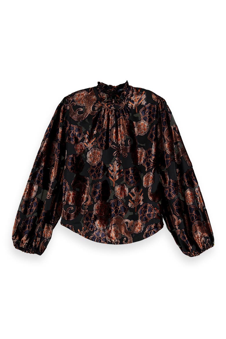 Floral Print Sheer Velvet Top, Alternate, color, COMBO A
