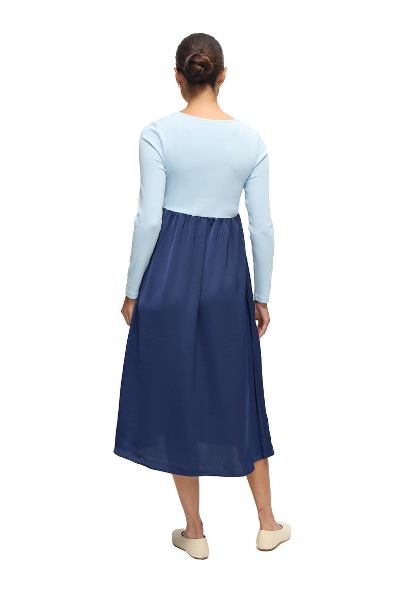 Mix Media Midi Maternity Dress, Alternate, color, Blue/Navy