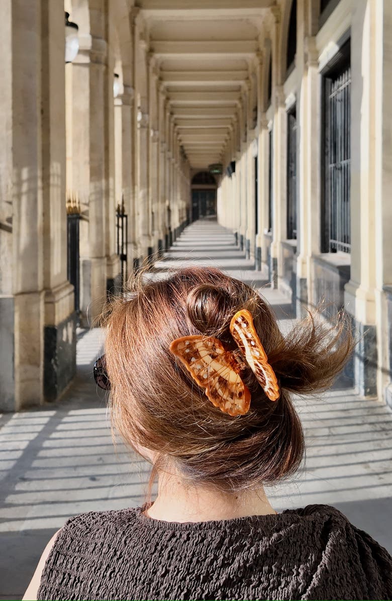 Solar Eclipse Morpho Butterfly Claw Clip, Alternate, color, Brown