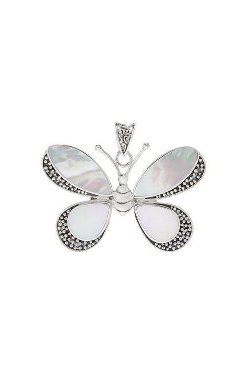 Samuel B. Sterling Silver Mother Of Pearl Butterfly Pendant In White