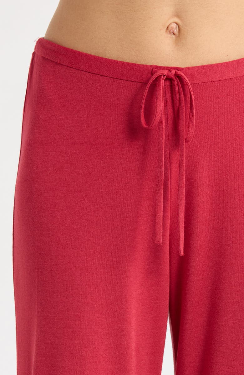 Natori Embroidered Jersey Pajamas, Alternate, color, Cherry Red