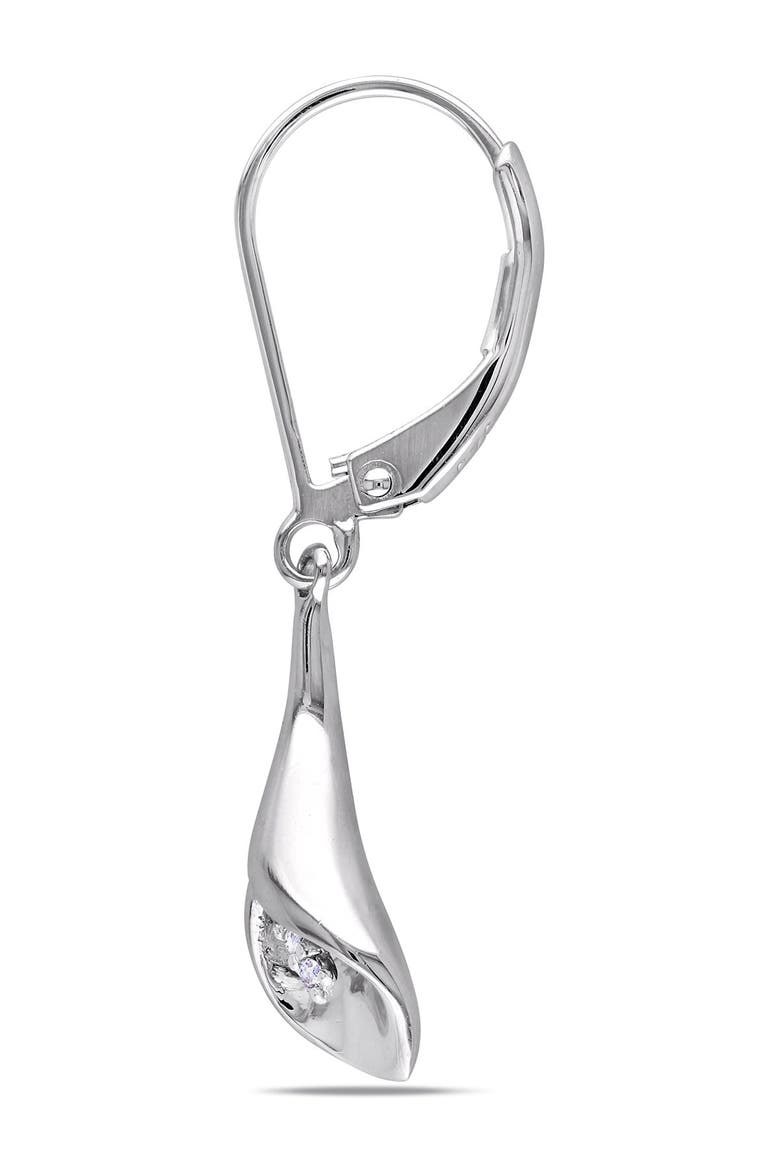Sterling Silver Diamond Tulip Dangle Earrings - 0.02 ctw, Alternate, color, silver