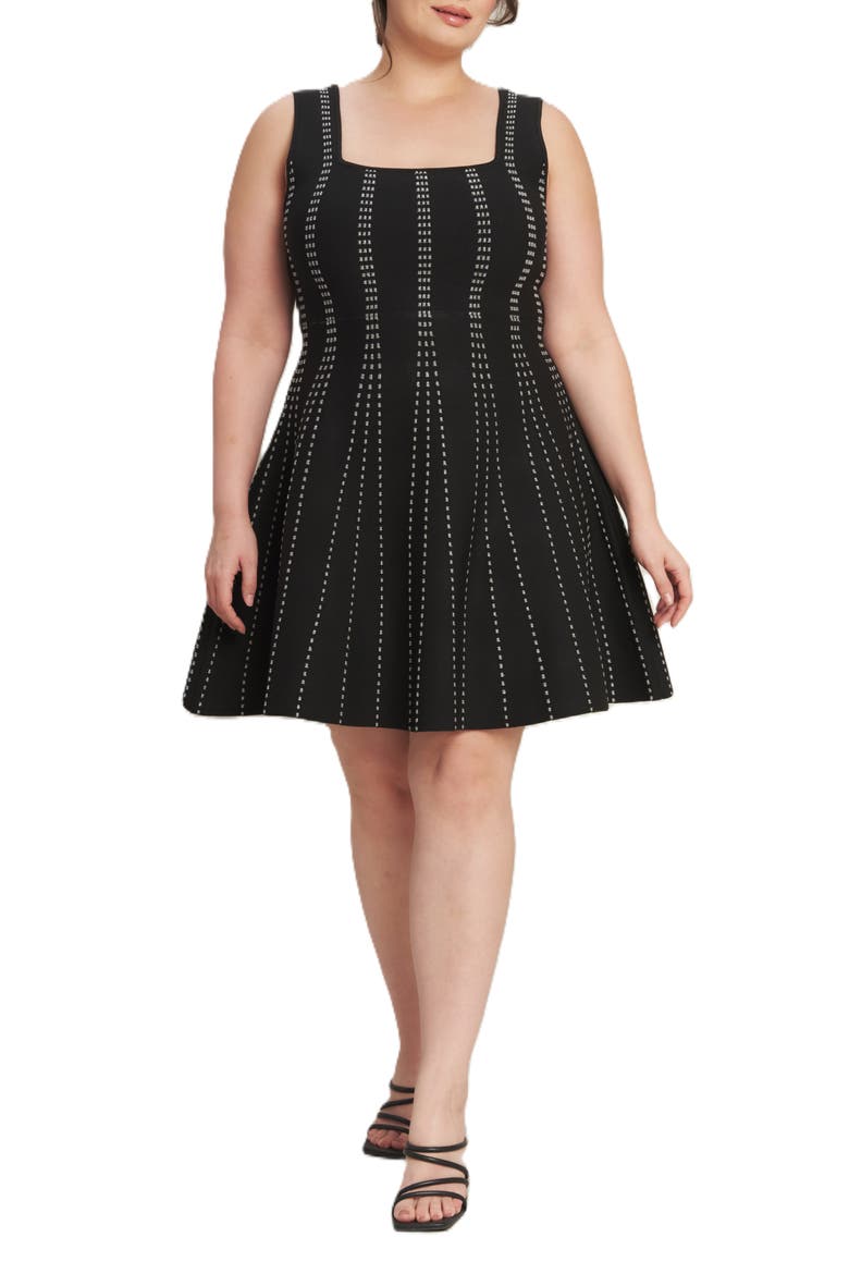 Sweater Minidress, Main, color, BLACK/ SILVER
