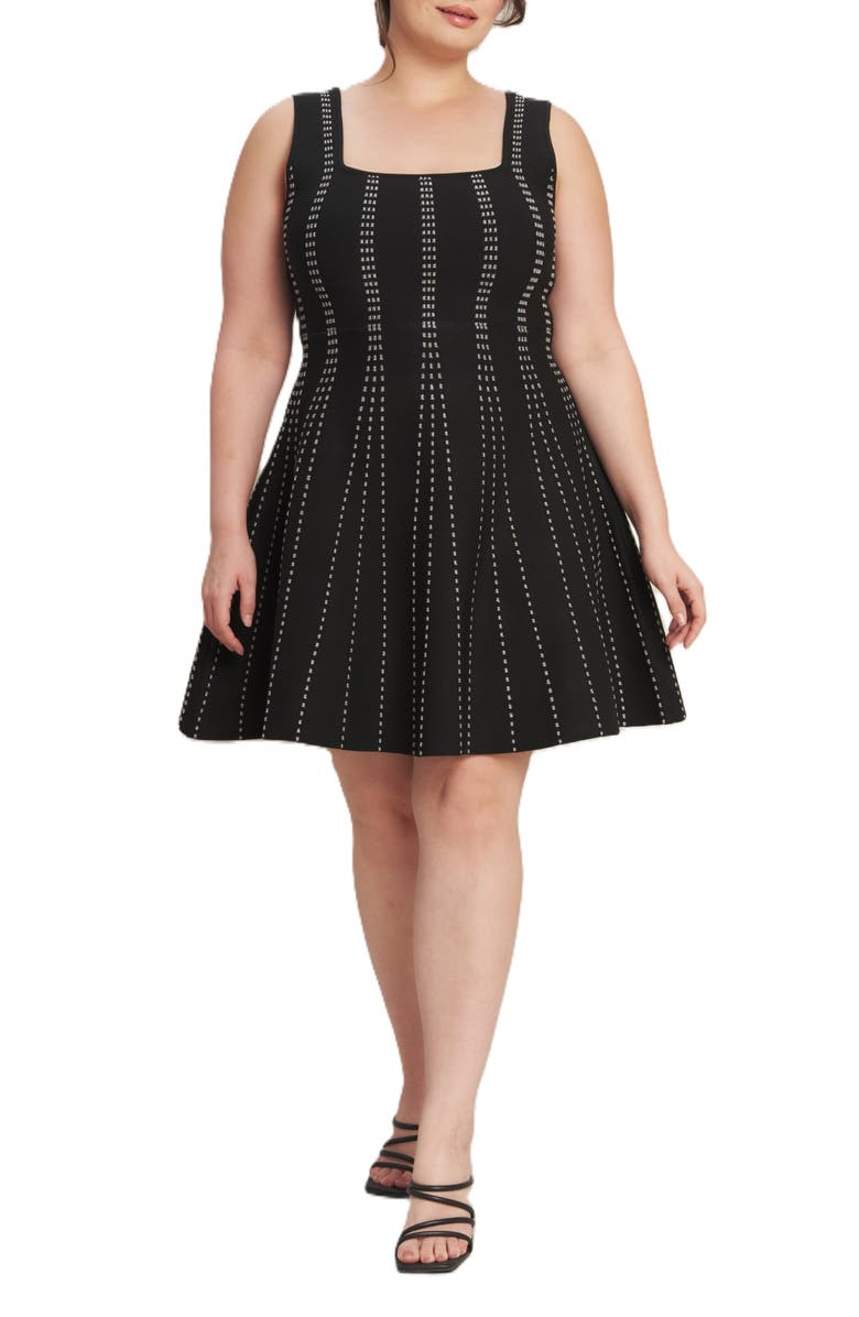 FLYING TOMATO Sweater Minidress, Main, color, Black/ Silver