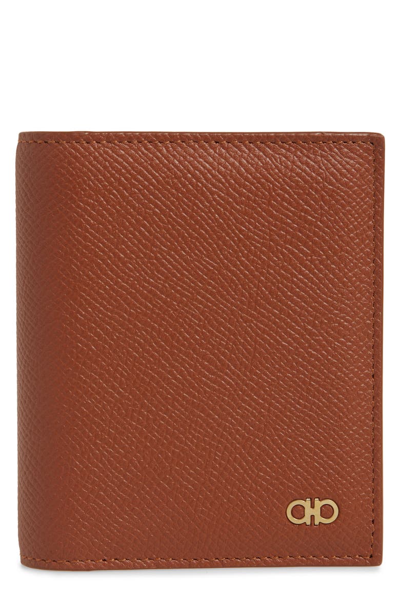 Double Gancio Tall Leather Wallet, Main, color, NEW COGNAC