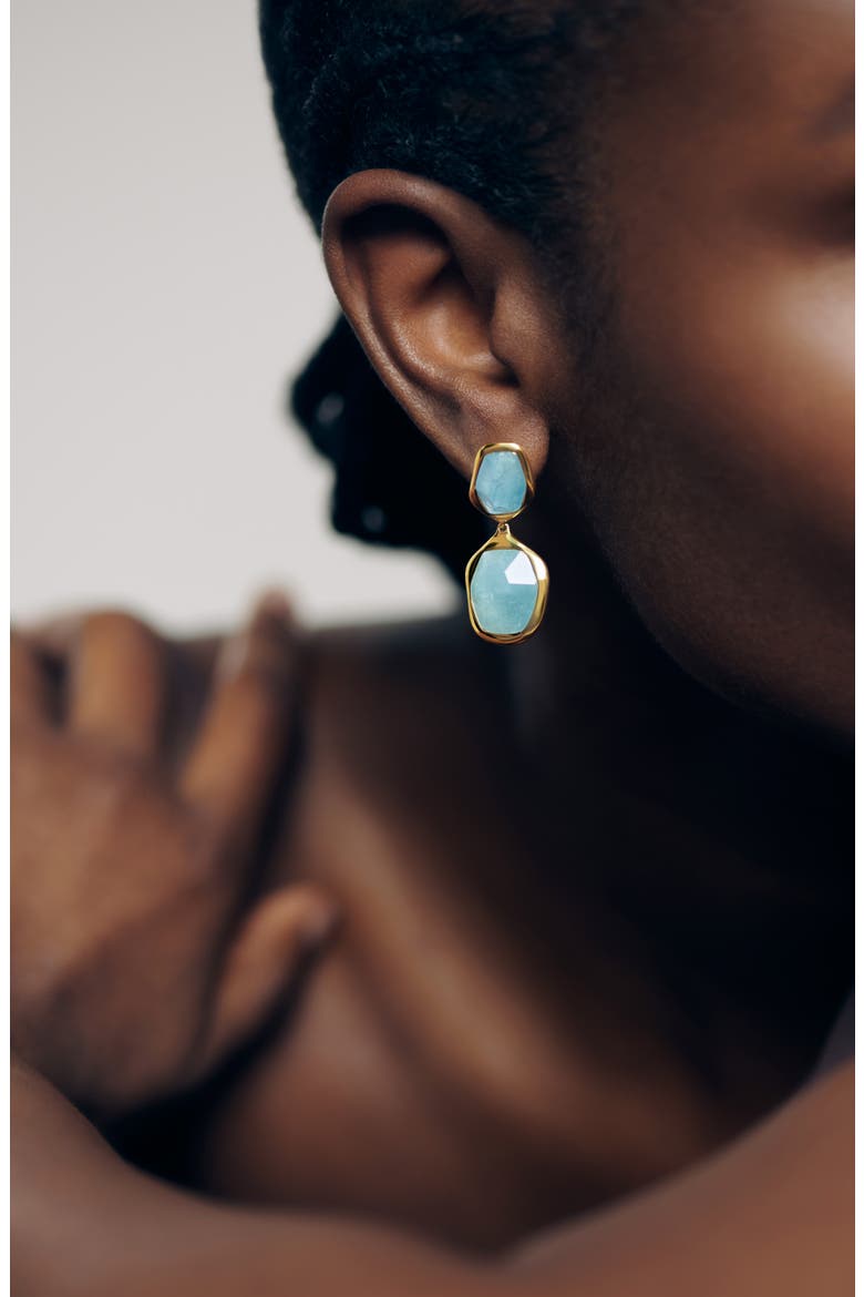 Odyssey Aquamarine Drop Earrings, Alternate, color, 18CT GOLD VERMEIL / AQUAMARINE
