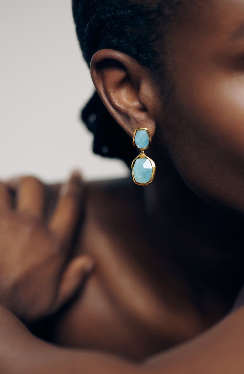 Monica Vinader Odyssey Aquamarine Drop Earrings, Alternate, color, 18Ct Gold Vermeil / Aquamarine