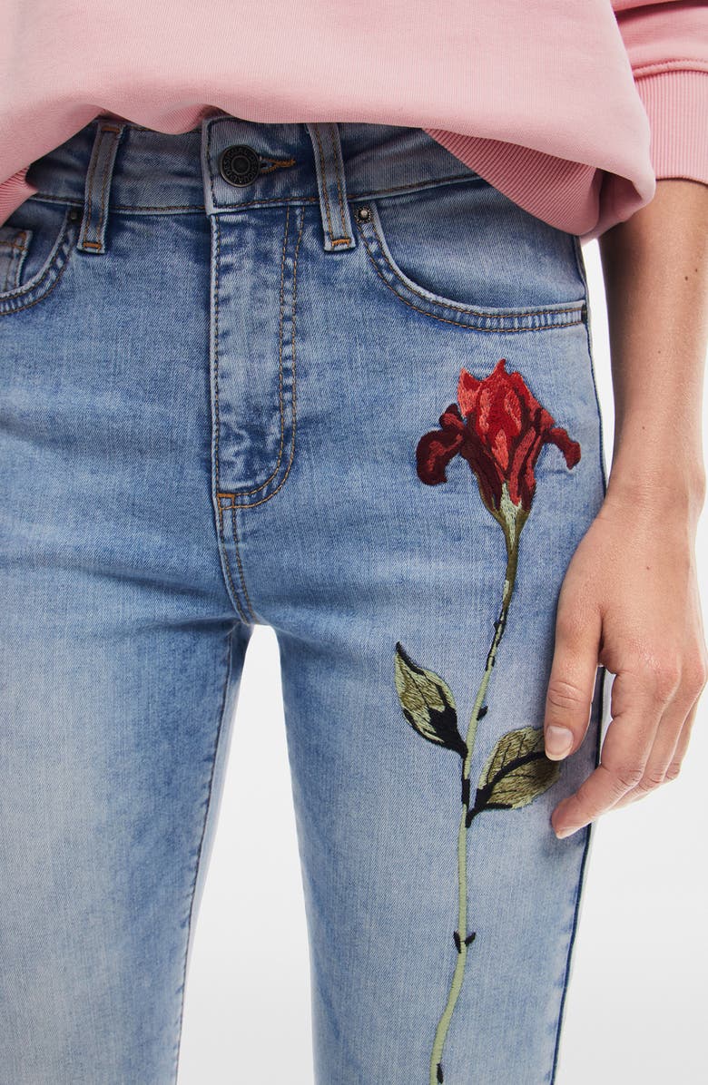 Desigual Aina Embroidered Skinny Jeans, Alternate, color, 