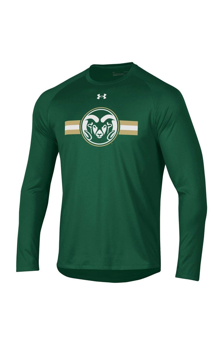 Under Armour Men's Under Armour Green Colorado State Rams Logo Stripe Performance Raglan Long Sleeve T-Shirt, Alternate, color,