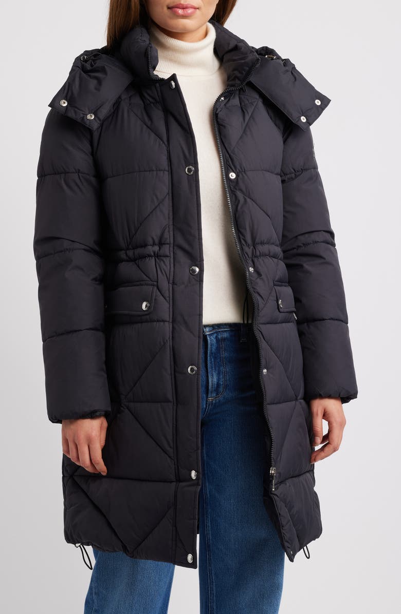 Sam Edelman Mixed Quilt Puffer Coat, Alternate, color, Navy Blue