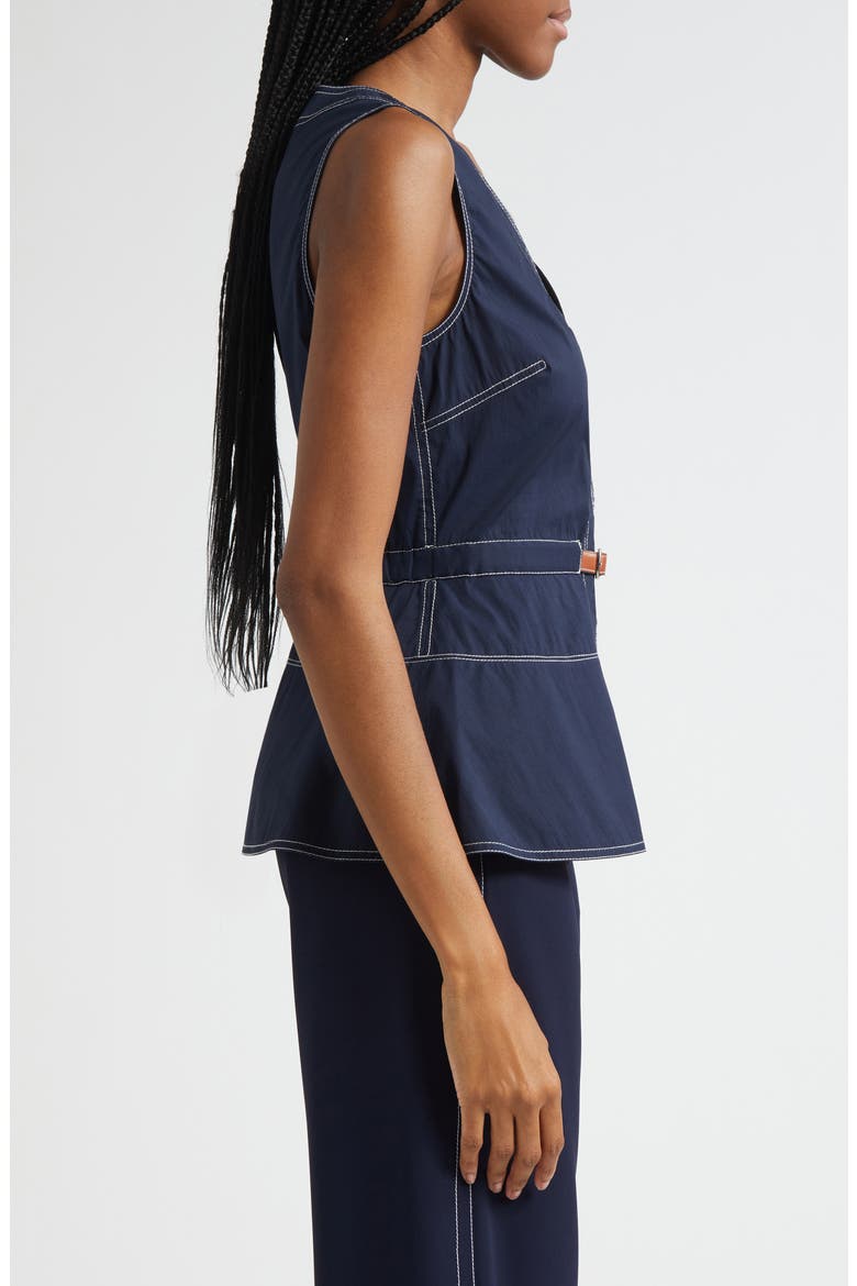 Nickleby Topstitch Detail Sleeveless Cotton Blend Top, Alternate, color, NAVY