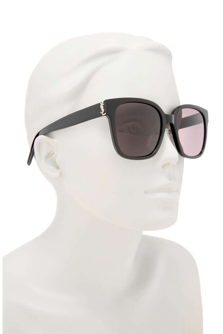 55mm Square Sunglasses, Alternate, color, BLACK BLACK BLACK