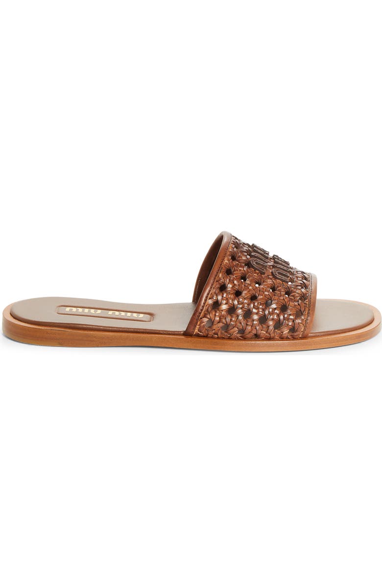 Miu Miu Woven Slide Sandal, Alternate, color, Cognac