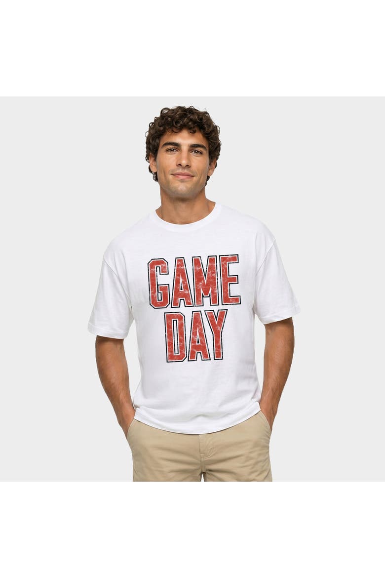 Game Day Outlined Distressed Garment Dyed T-Shirt, Alternate, color, White