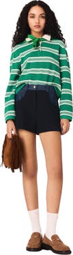 maje Cropped striped polo sweater