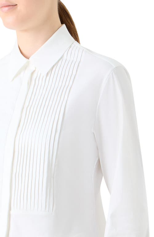 Akris Pleated Bib Stretch Poplin Button-up Shirt In White
