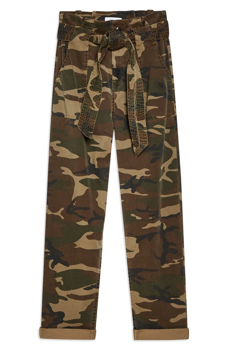 Topshop Camouflage Paperbag Waist Utility Trousers, Alternate, color, 