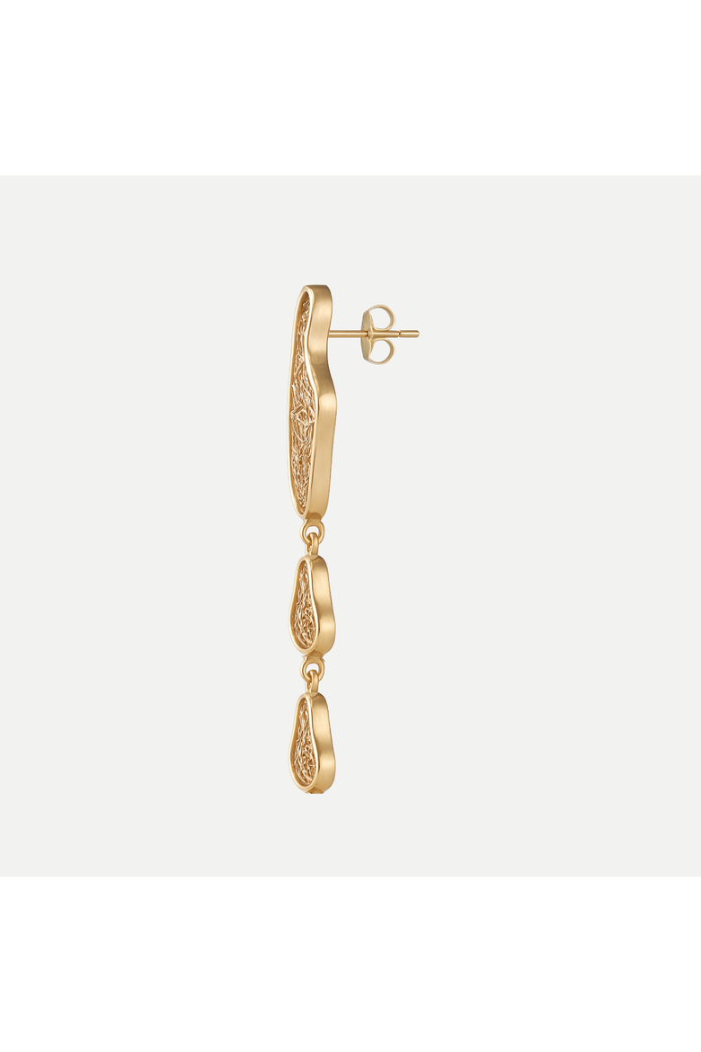 Sculpture Asymmetrical Earrings, Alternate, color, Gold