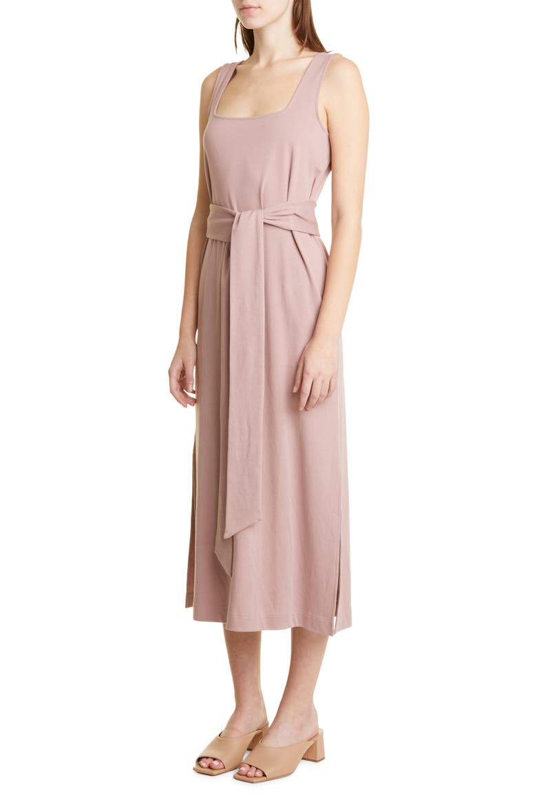 Belted Square Neck Midi Dress, Alternate, color, DK MAUVE ORCHID