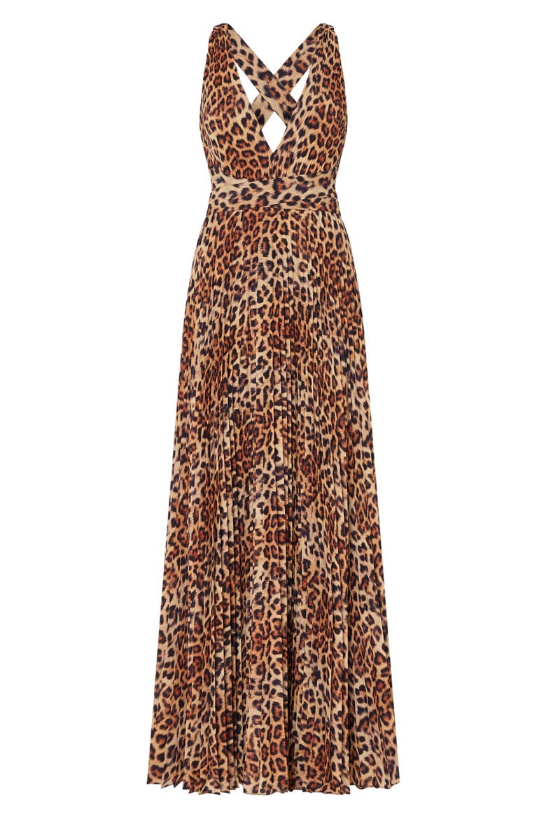 Oria Leopard Print Plunge Neck Maxi Dress, Alternate, color, MULTI