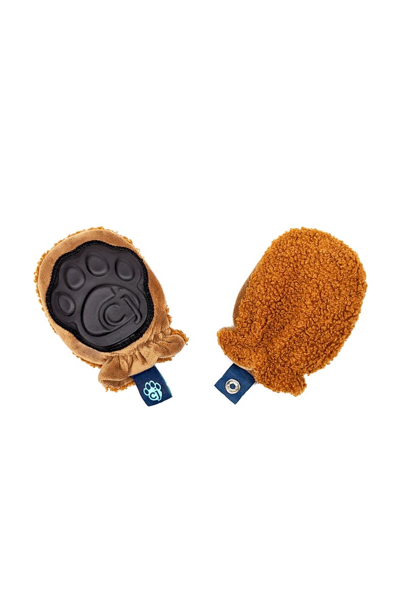 carter joey Rattle Mittens Baby Faux Fur Rattle & Teething Mitten Toy, Alternate, color, Brown