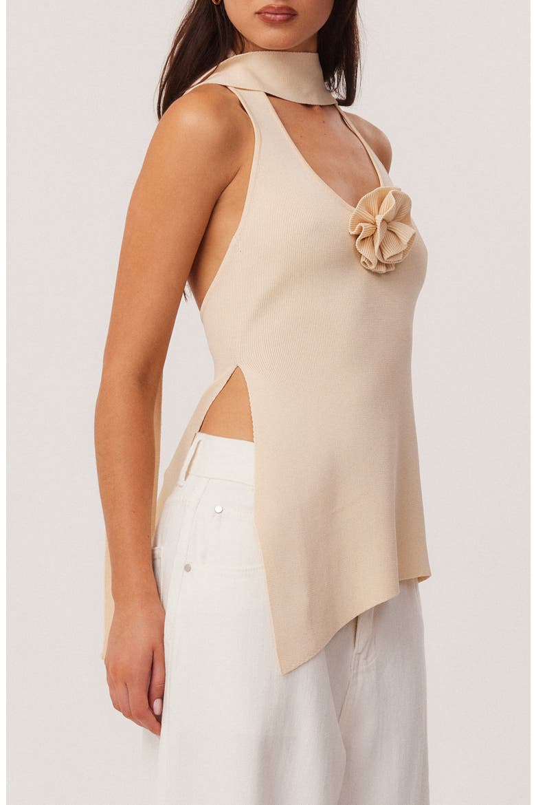 Naia Scarf Halter Sweater Tank, Alternate, color, SAND
