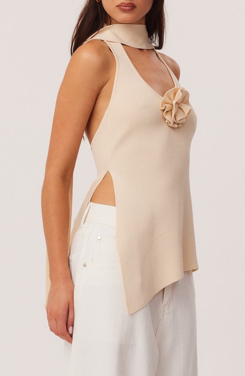 SNDYS Naia Scarf Halter Sweater Tank, Alternate, color, Sand