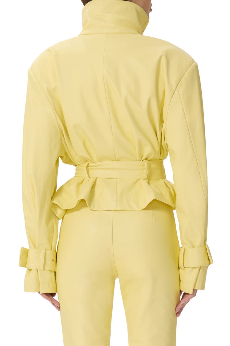 Scarlette Belted Faux Leather Jacket, Alternate, color, LEMON MERINGUE