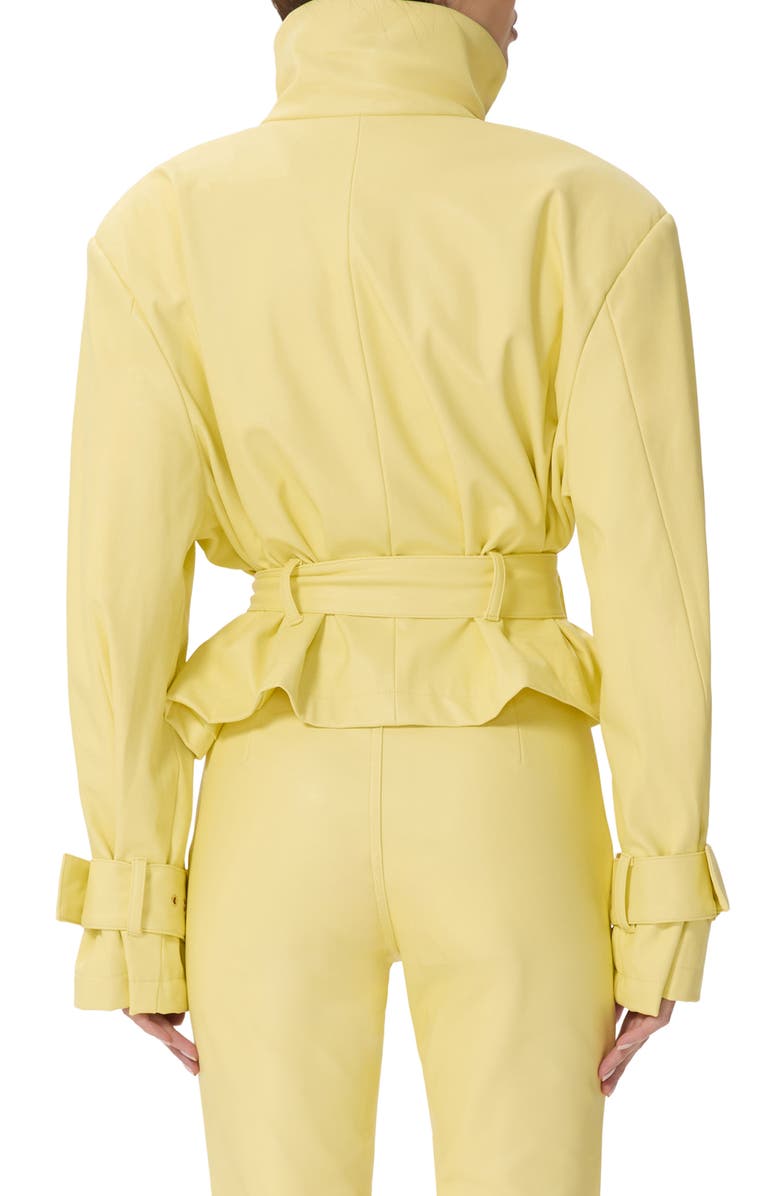 AFRM Scarlette Belted Faux Leather Jacket, Alternate, color, Lemon Meringue