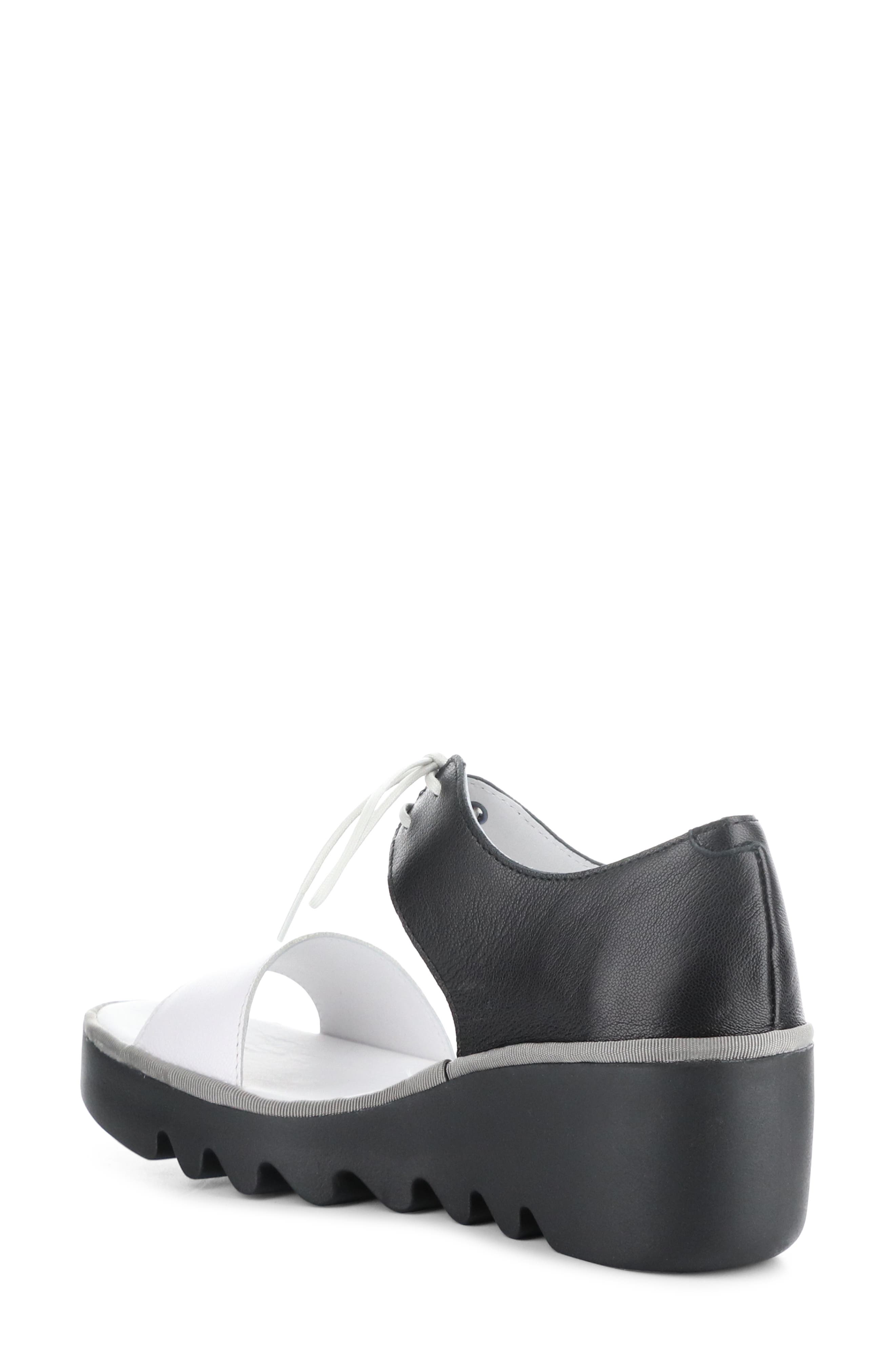 Fly London Bilu Platform Wedge Sandal, Alternate, color, 002 White/Black Mous