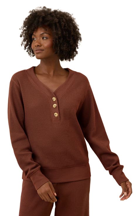 Thermal Waffle Henley Pullover