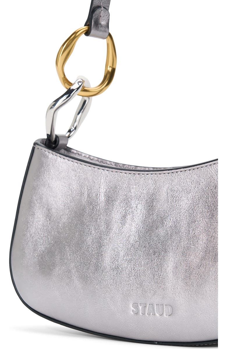 STAUD Ollie Leather Shoulder Bag, Alternate, color, Pewter