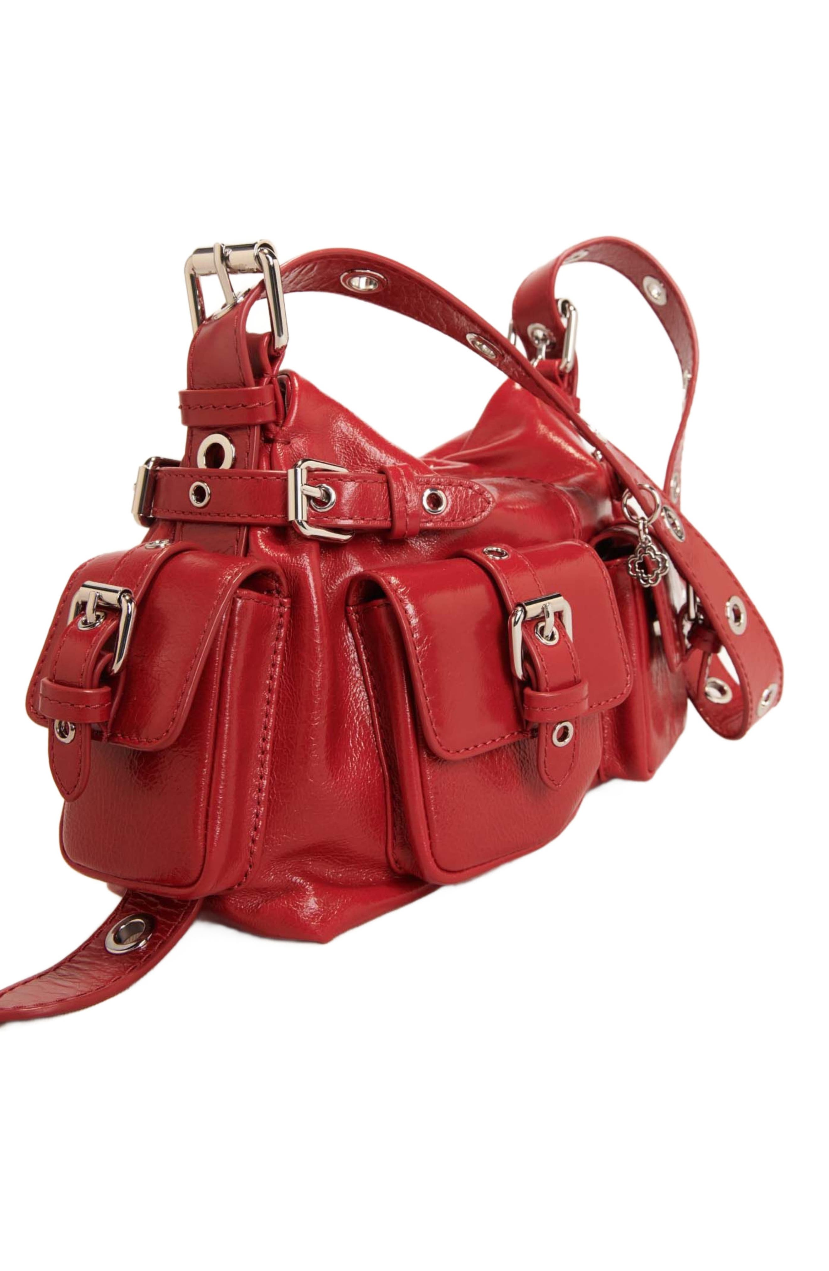 maje Miss M Mini cargo leather bag, Alternate, color, 