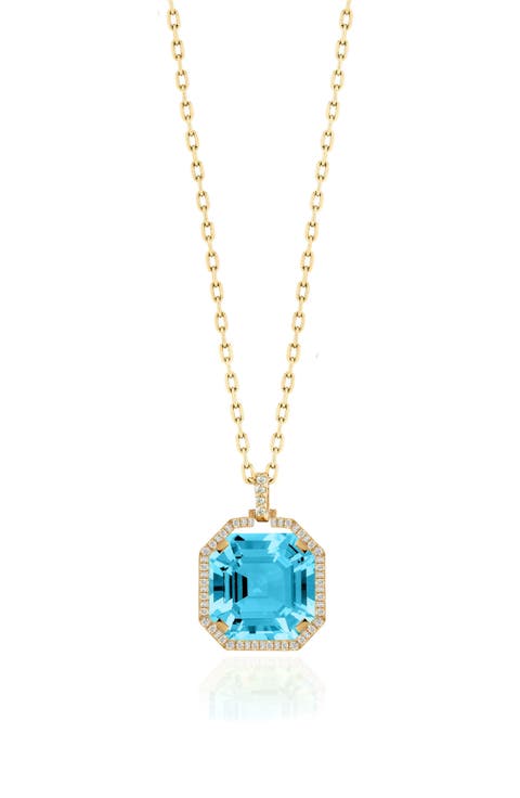 Gossip Asscher Cut Stone & Pavé Diamond Pendant Necklace