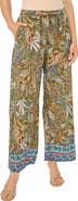 Vince Camuto Tropical Print Drawstring Wide Leg Pants