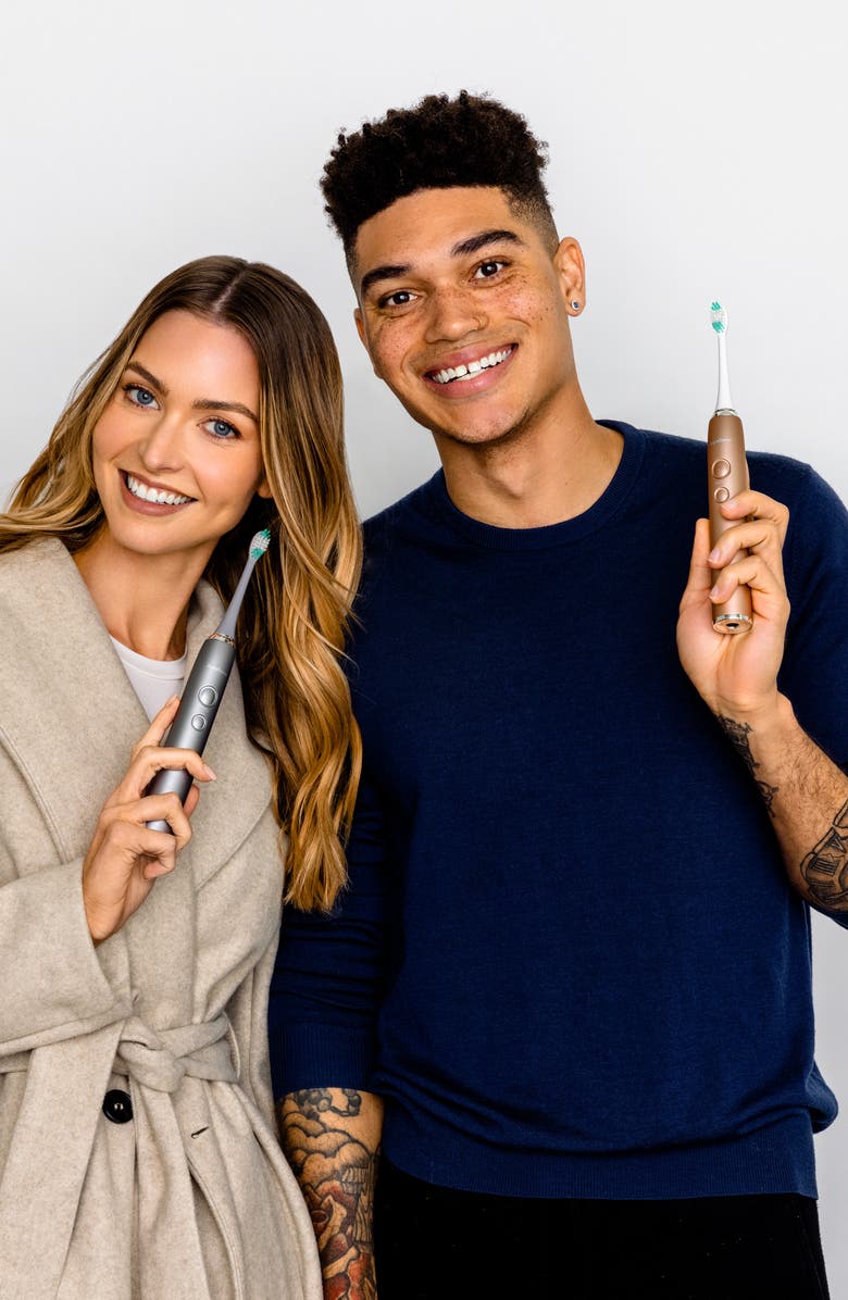 AQUASONIC VIBE Series Charcoal Gray UltraSonic Whitening Toothbrush with 8 DuPont Brush Heads & Travel Case, Alternate, color, Charcoal