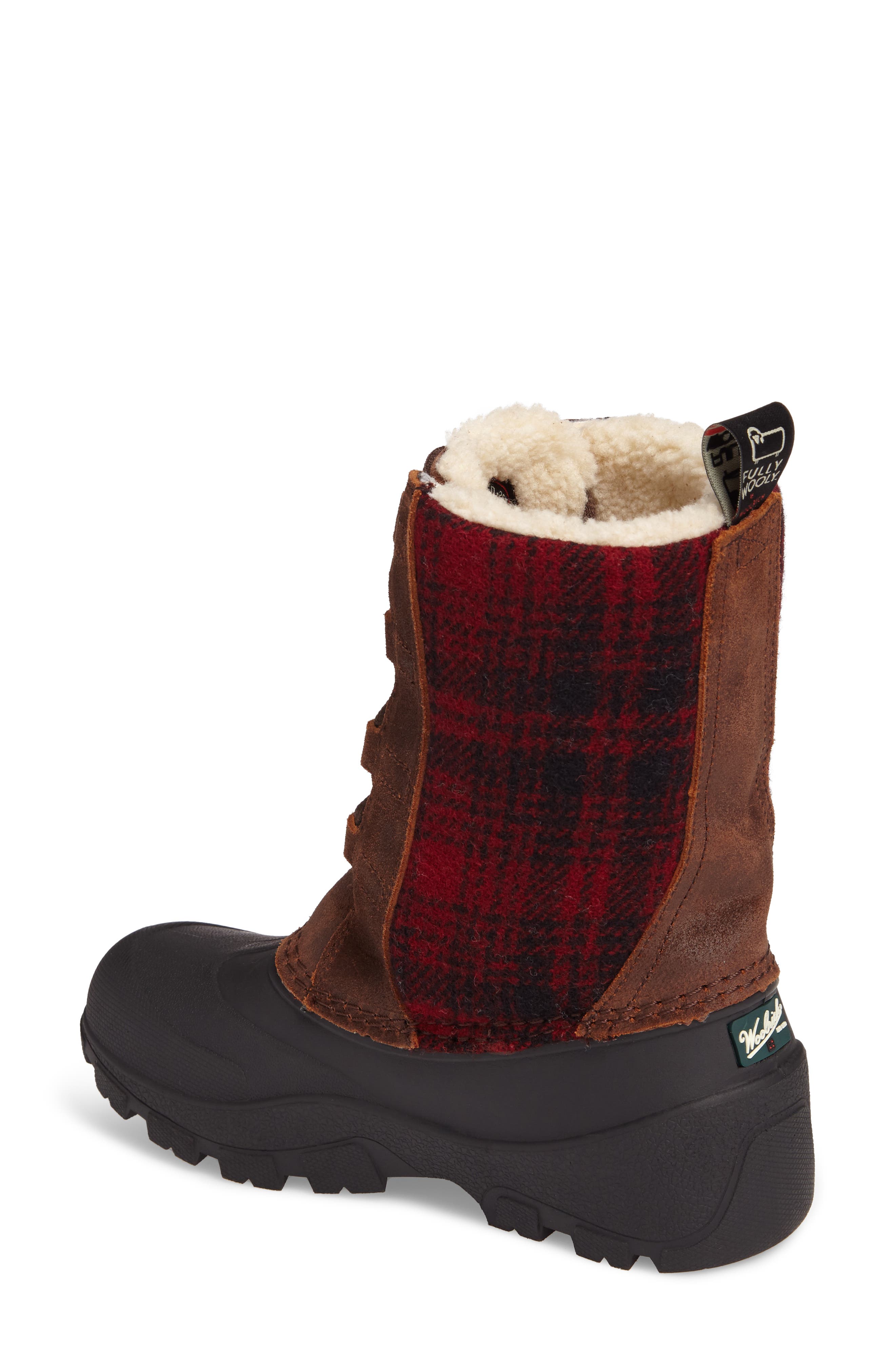 Fully Wooly Tundracat Waterproof Insulated Winter Boot, Alternate, color, COCONUT/ RED PLAID LEATHER