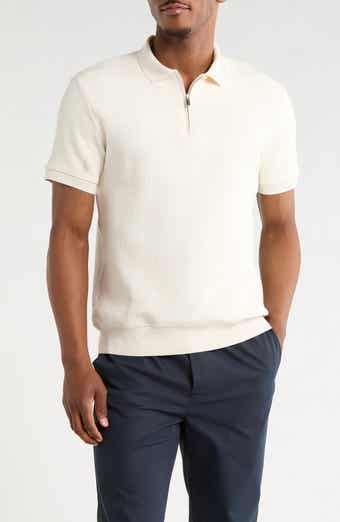DENIM AND FLOWER Quarter Zip Textured Knit Polo