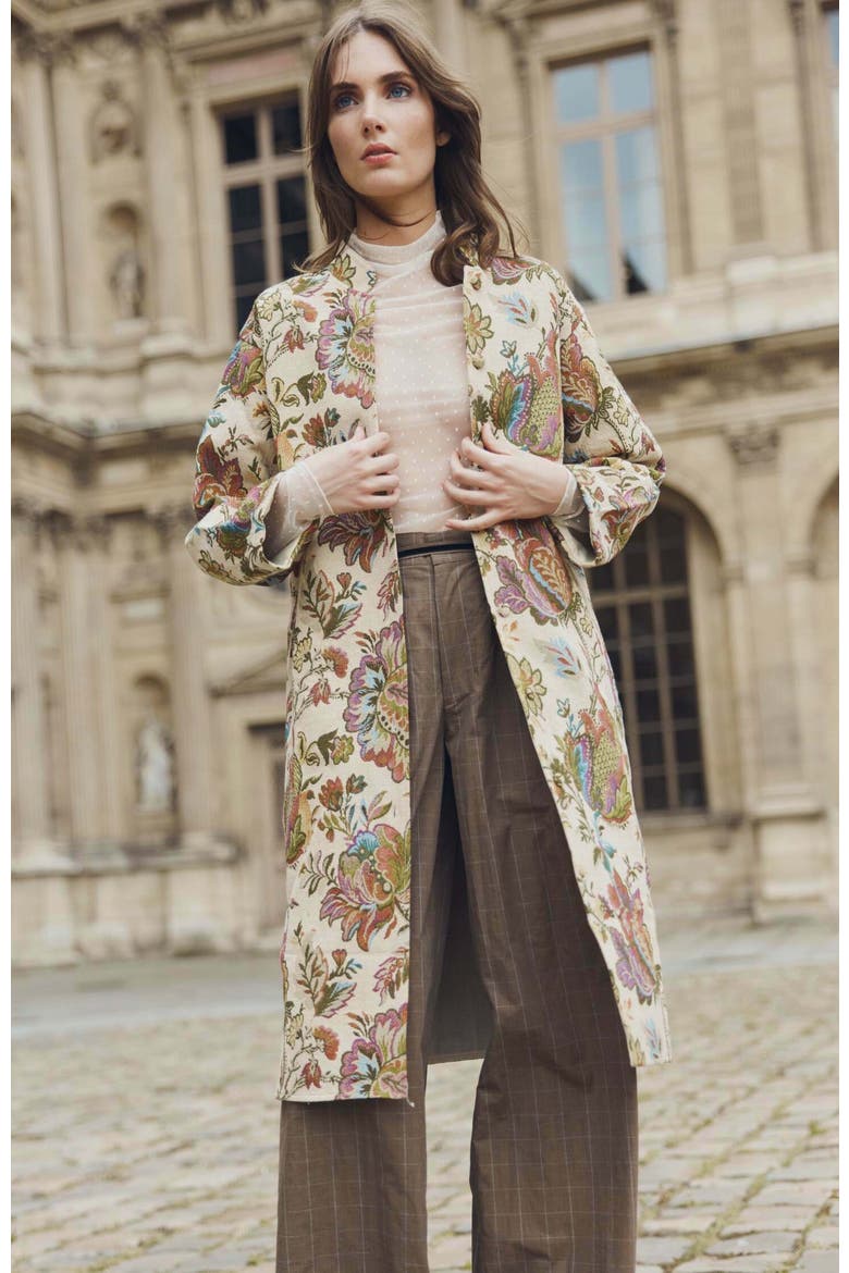 Janean Midi Jacket, Alternate, color, Rainbow Floral Jacquard