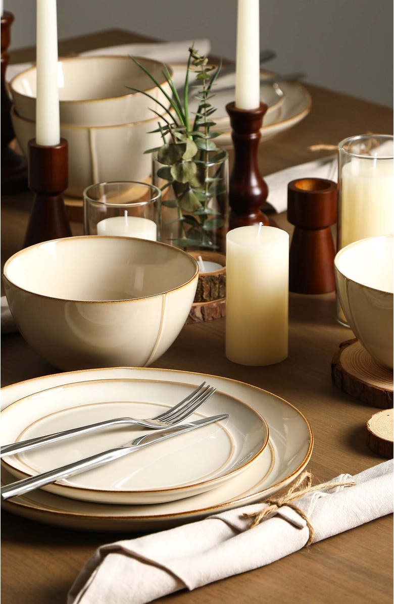 Stone Lain Infinity Stoneware 12-Piece Dinnerware Set, Alternate, color, Beige