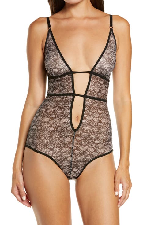 Snake Charmer Print Mesh Teddy