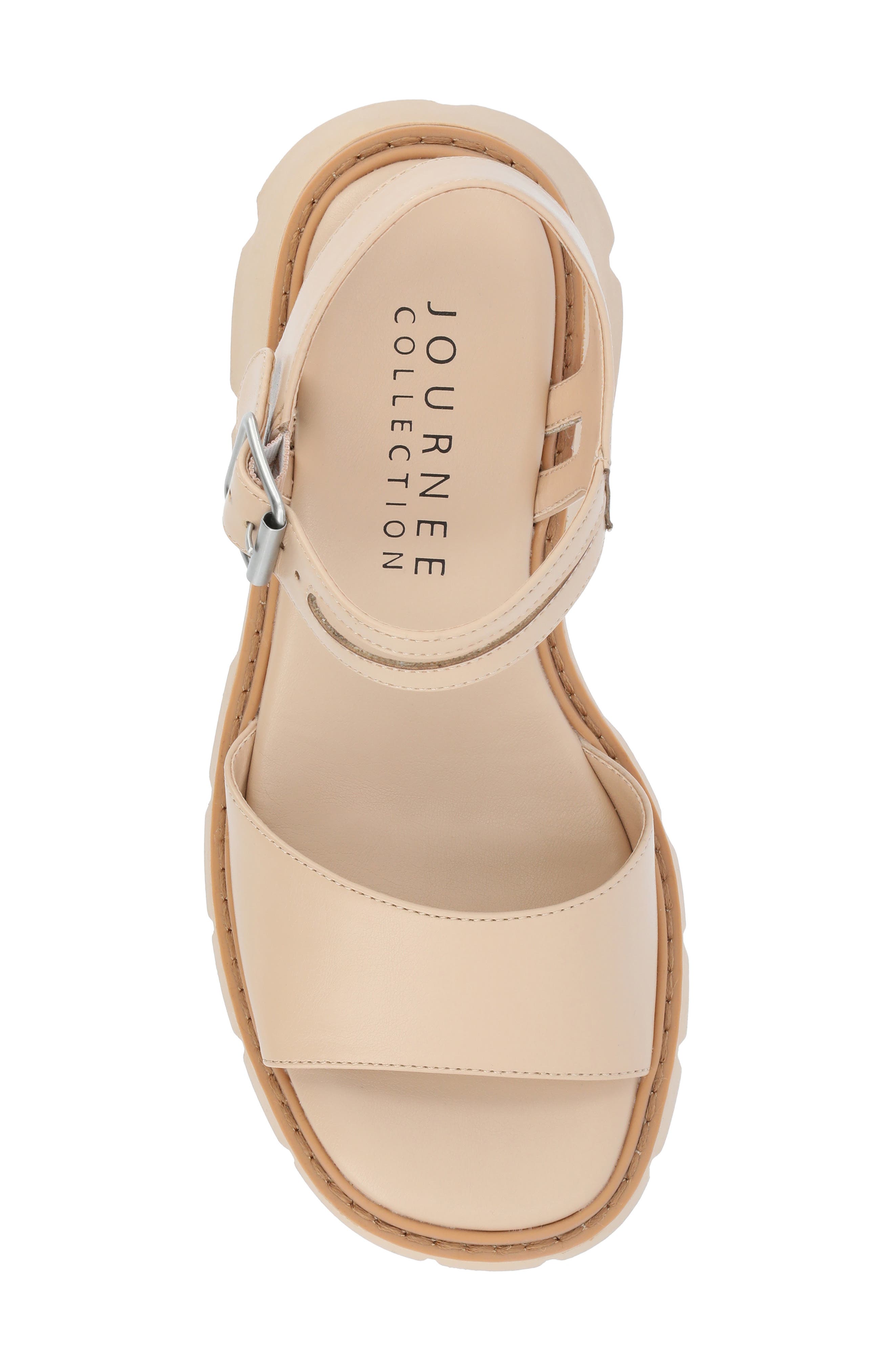 Journee Collection Lug Platform Sandal, Alternate, color, Beige